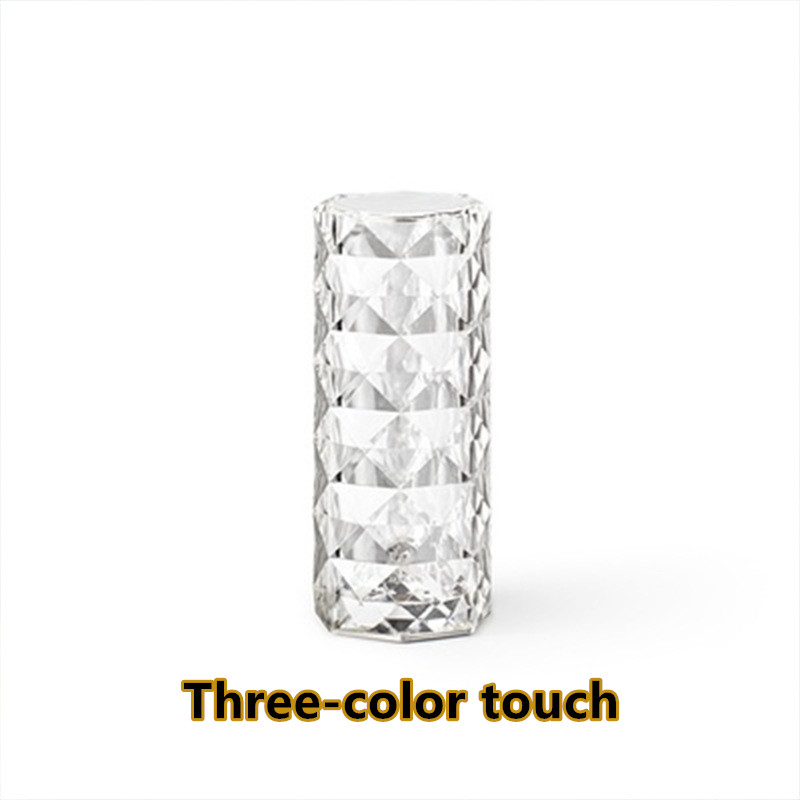 Nordic Crystal Lamp USB Table Lamps Bedroom Touch Dimming Atmosphere Diamond Night Light Rose Projector Lamp Decor - Thumbnail 7