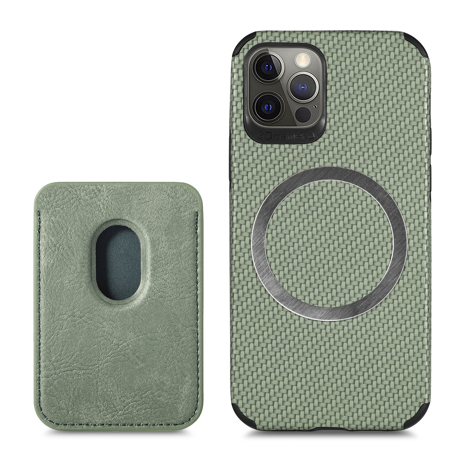 Magnetic Card Holder XR Carbon Fiber Pattern Phone Case - Thumbnail 2