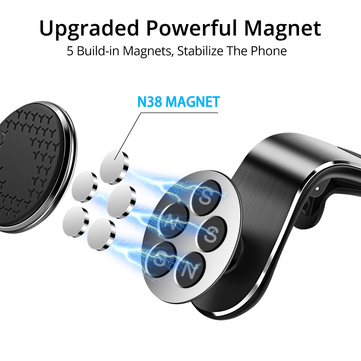 Magnetic Car Phone Holder Air Vent Magnet Mount Smartphone Phone Holder Car Rotation Bracket - Thumbnail 4