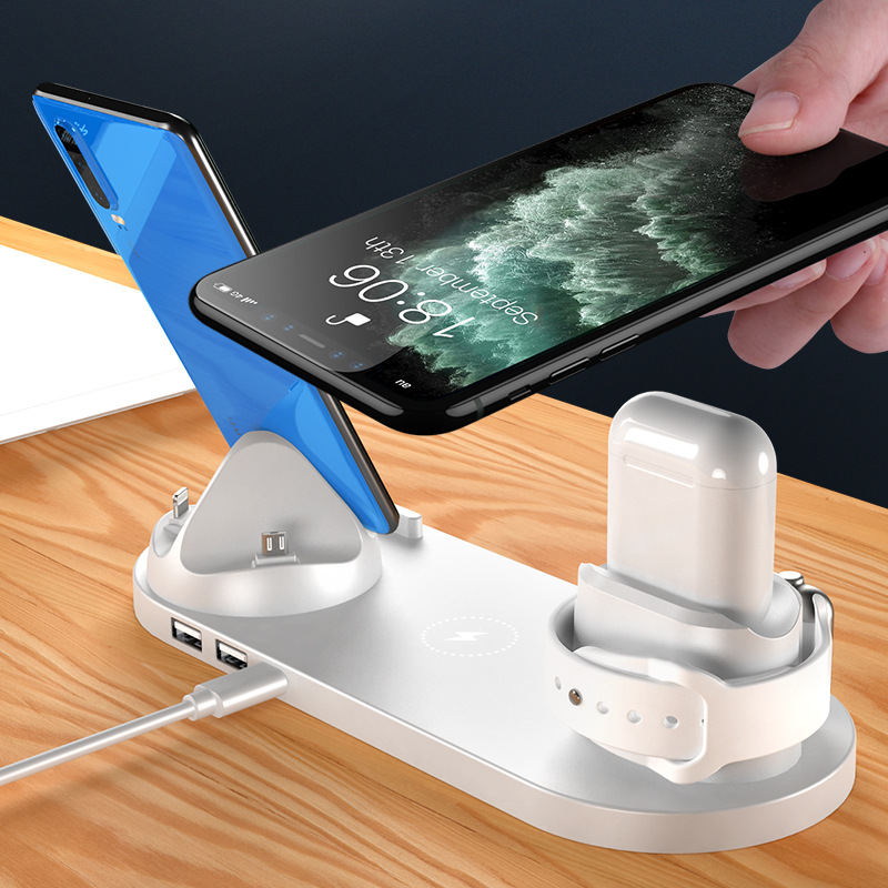 Wireless Charger For IPhone Fast Charger For Phone Fast Charging Pad For Phone Watch 6 In 1 Charging Dock Station - Thumbnail 4