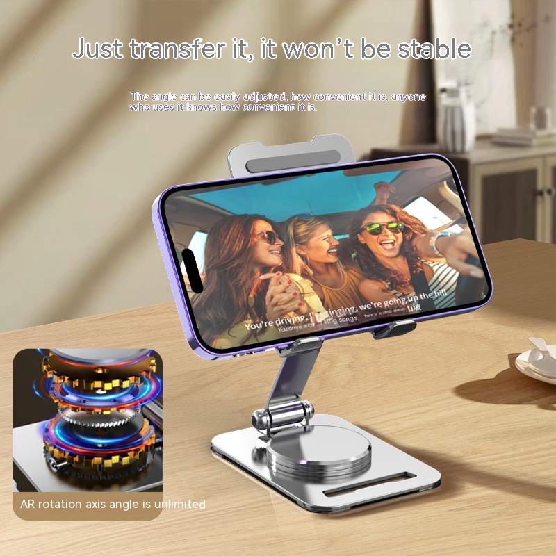 360 Degrees Rotate Metal Desk Mobile Phone Holder Stand For Phone Pad Adjustable Desktop Tablet Holderl Table Cell Phone Stand - Thumbnail 5